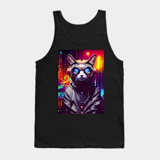 Techno Cat In Japan Neon City Tank Top